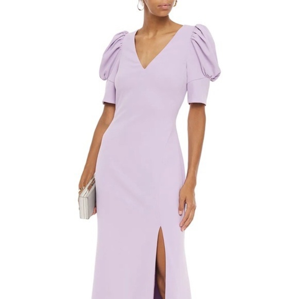 Badgley Mischka Women's Purple Split-front Crepe Gown